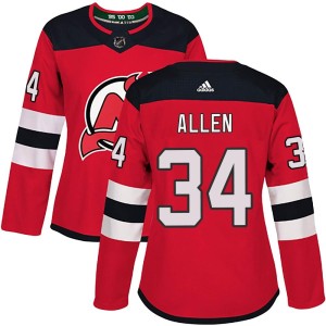 New Jersey Devils Jake Allen Official Red Adidas Authentic Women's Home NHL Hockey Jersey