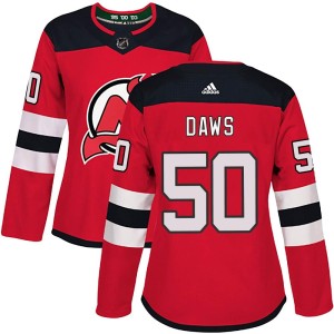 New Jersey Devils Nico Daws Official Red Adidas Authentic Women's Home NHL Hockey Jersey