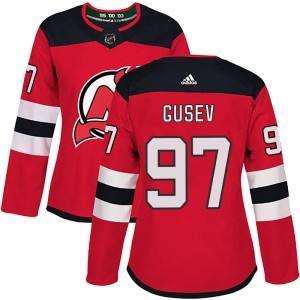 New Jersey Devils Nikita Gusev Official Red Adidas Authentic Women's Home NHL Hockey Jersey