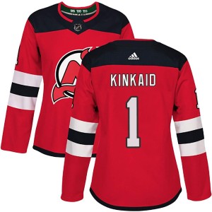 New Jersey Devils Keith Kinkaid Official Red Adidas Authentic Women's Home NHL Hockey Jersey