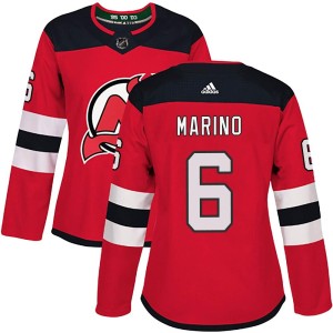 New Jersey Devils John Marino Official Red Adidas Authentic Women's Home NHL Hockey Jersey