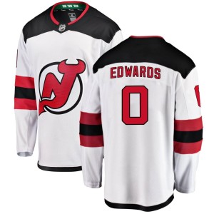 New Jersey Devils Ethan Edwards Official White Fanatics Branded Breakaway Adult Away NHL Hockey Jersey