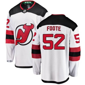 New Jersey Devils Cal Foote Official White Fanatics Branded Breakaway Adult Away NHL Hockey Jersey