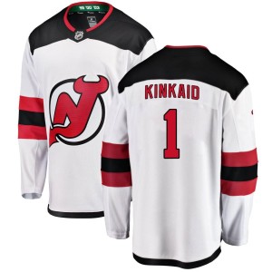 New Jersey Devils Keith Kinkaid Official White Fanatics Branded Breakaway Adult Away NHL Hockey Jersey