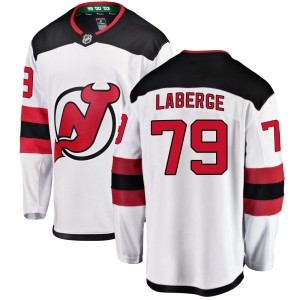 New Jersey Devils Samuel Laberge Official White Fanatics Branded Breakaway Adult Away NHL Hockey Jersey
