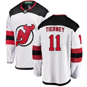 New Jersey Devils Chris Tierney Official White Fanatics Branded Breakaway Adult Away NHL Hockey Jersey