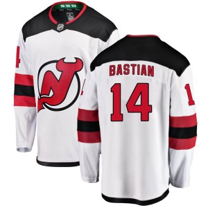 New Jersey Devils Nathan Bastian Official White Fanatics Branded Breakaway Youth Away NHL Hockey Jersey