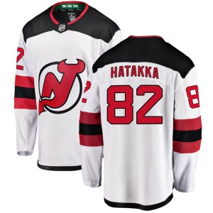 New Jersey Devils Santeri Hatakka Official White Fanatics Branded Breakaway Youth Away NHL Hockey Jersey