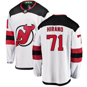 New Jersey Devils Yushiroh Hirano Official White Fanatics Branded Breakaway Youth Away NHL Hockey Jersey
