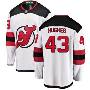 New Jersey Devils Luke Hughes Official White Fanatics Branded Breakaway Youth Away NHL Hockey Jersey