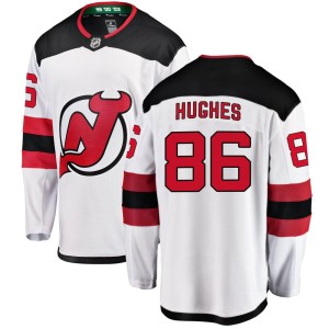 New Jersey Devils Jack Hughes Official White Fanatics Branded Breakaway Youth Away NHL Hockey Jersey