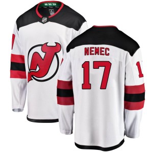 New Jersey Devils Simon Nemec Official White Fanatics Branded Breakaway Youth Away NHL Hockey Jersey