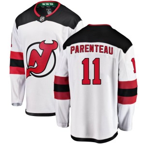 New Jersey Devils P. A. Parenteau Official White Fanatics Branded Breakaway Youth Away NHL Hockey Jersey