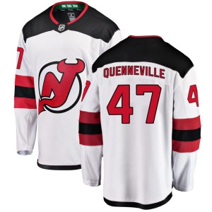 New Jersey Devils John Quenneville Official White Fanatics Branded Breakaway Youth Away NHL Hockey Jersey