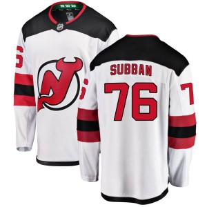 New Jersey Devils P.K. Subban Official White Fanatics Branded Breakaway Youth Away NHL Hockey Jersey