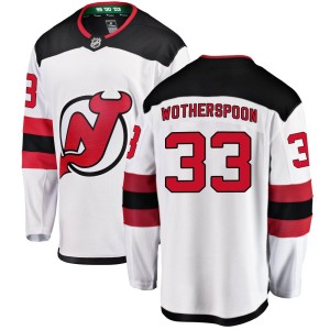 New Jersey Devils Tyler Wotherspoon Official White Fanatics Branded Breakaway Youth Away NHL Hockey Jersey