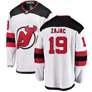 New Jersey Devils Travis Zajac Official White Fanatics Branded Breakaway Youth Away NHL Hockey Jersey