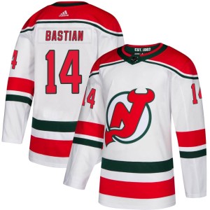 New Jersey Devils Nathan Bastian Official White Adidas Authentic Youth Alternate NHL Hockey Jersey