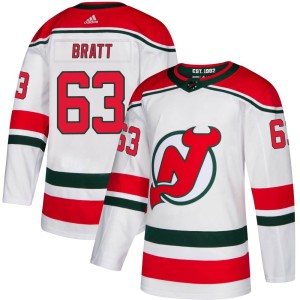 New Jersey Devils Jesper Bratt Official White Adidas Authentic Youth Alternate NHL Hockey Jersey