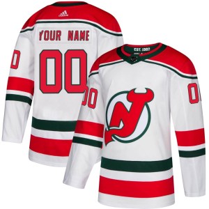 New Jersey Devils Custom Official White Adidas Authentic Youth Custom Alternate NHL Hockey Jersey