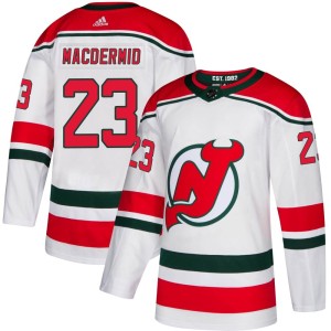 New Jersey Devils Kurtis MacDermid Official White Adidas Authentic Youth Alternate NHL Hockey Jersey