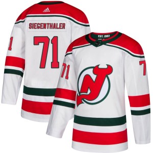 New Jersey Devils Jonas Siegenthaler Official White Adidas Authentic Youth Alternate NHL Hockey Jersey