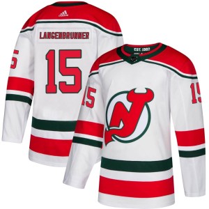 New Jersey Devils Jamie Langenbrunner Official White Adidas Authentic Adult Alternate NHL Hockey Jersey