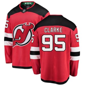 New Jersey Devils Graeme Clarke Official Red Fanatics Branded Breakaway Youth Home NHL Hockey Jersey