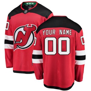 New Jersey Devils Custom Official Red Fanatics Branded Breakaway Youth Custom Home NHL Hockey Jersey
