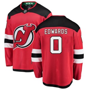 New Jersey Devils Ethan Edwards Official Red Fanatics Branded Breakaway Youth Home NHL Hockey Jersey