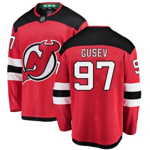 New Jersey Devils Nikita Gusev Official Red Fanatics Branded Breakaway Youth Home NHL Hockey Jersey