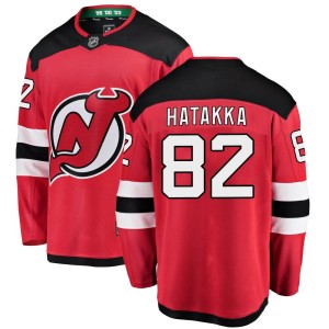 New Jersey Devils Santeri Hatakka Official Red Fanatics Branded Breakaway Youth Home NHL Hockey Jersey