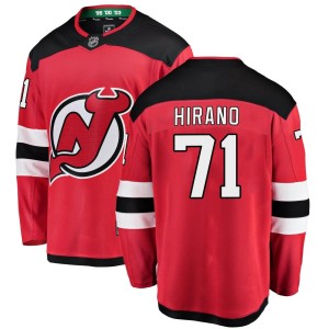 New Jersey Devils Yushiroh Hirano Official Red Fanatics Branded Breakaway Youth Home NHL Hockey Jersey