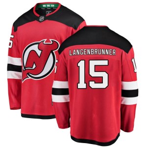 New Jersey Devils Jamie Langenbrunner Official Red Fanatics Branded Breakaway Youth Home NHL Hockey Jersey