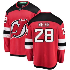 New Jersey Devils Timo Meier Official Red Fanatics Branded Breakaway Youth Home NHL Hockey Jersey