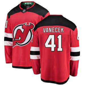 New Jersey Devils Vitek Vanecek Official Red Fanatics Branded Breakaway Youth Home NHL Hockey Jersey