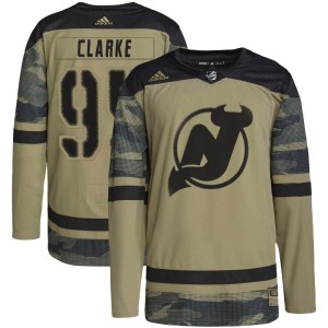 New Jersey Devils Graeme Clarke Official Camo Adidas Authentic Youth Military Appreciation Practice NHL Hockey Jersey