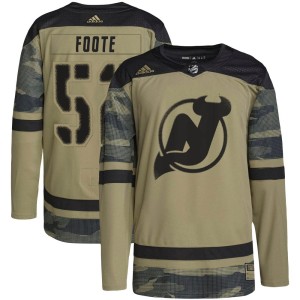 New Jersey Devils Cal Foote Official Camo Adidas Authentic Youth Military Appreciation Practice NHL Hockey Jersey