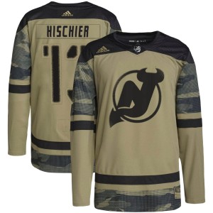 New Jersey Devils Nico Hischier Official Camo Adidas Authentic Youth Military Appreciation Practice NHL Hockey Jersey