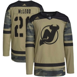 New Jersey Devils Michael McLeod Official Camo Adidas Authentic Youth Military Appreciation Practice NHL Hockey Jersey