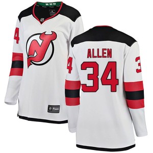 New Jersey Devils Jake Allen Official White Fanatics Branded Breakaway Women's Away NHL Hockey Jersey
