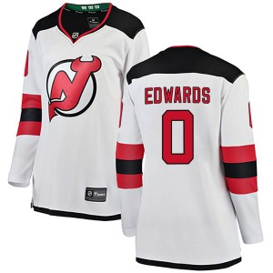 New Jersey Devils Ethan Edwards Official White Fanatics Branded Breakaway Women's Away NHL Hockey Jersey