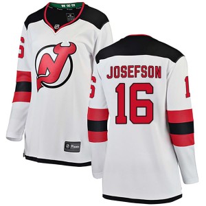 New Jersey Devils Jacob Josefson Official White Fanatics Branded Breakaway Women's Away NHL Hockey Jersey