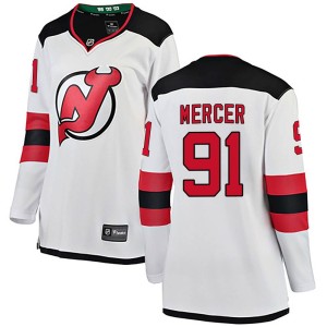 New Jersey Devils Dawson Mercer Official White Fanatics Branded Breakaway Women's Away NHL Hockey Jersey
