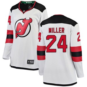 New Jersey Devils Colin Miller Official White Fanatics Branded Breakaway Women's Away NHL Hockey Jersey