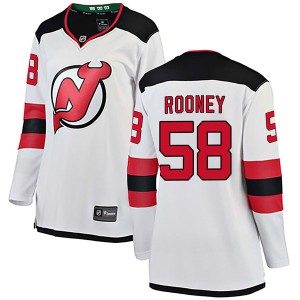 New Jersey Devils Kevin Rooney Official White Fanatics Branded Breakaway Women's Away NHL Hockey Jersey