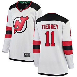 New Jersey Devils Chris Tierney Official White Fanatics Branded Breakaway Women's Away NHL Hockey Jersey