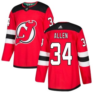 New Jersey Devils Jake Allen Official Red Adidas Authentic Youth Home NHL Hockey Jersey