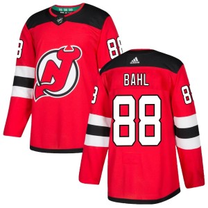 New Jersey Devils Kevin Bahl Official Red Adidas Authentic Youth Home NHL Hockey Jersey