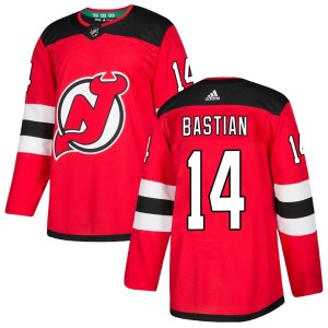 New Jersey Devils Nathan Bastian Official Red Adidas Authentic Youth Home NHL Hockey Jersey